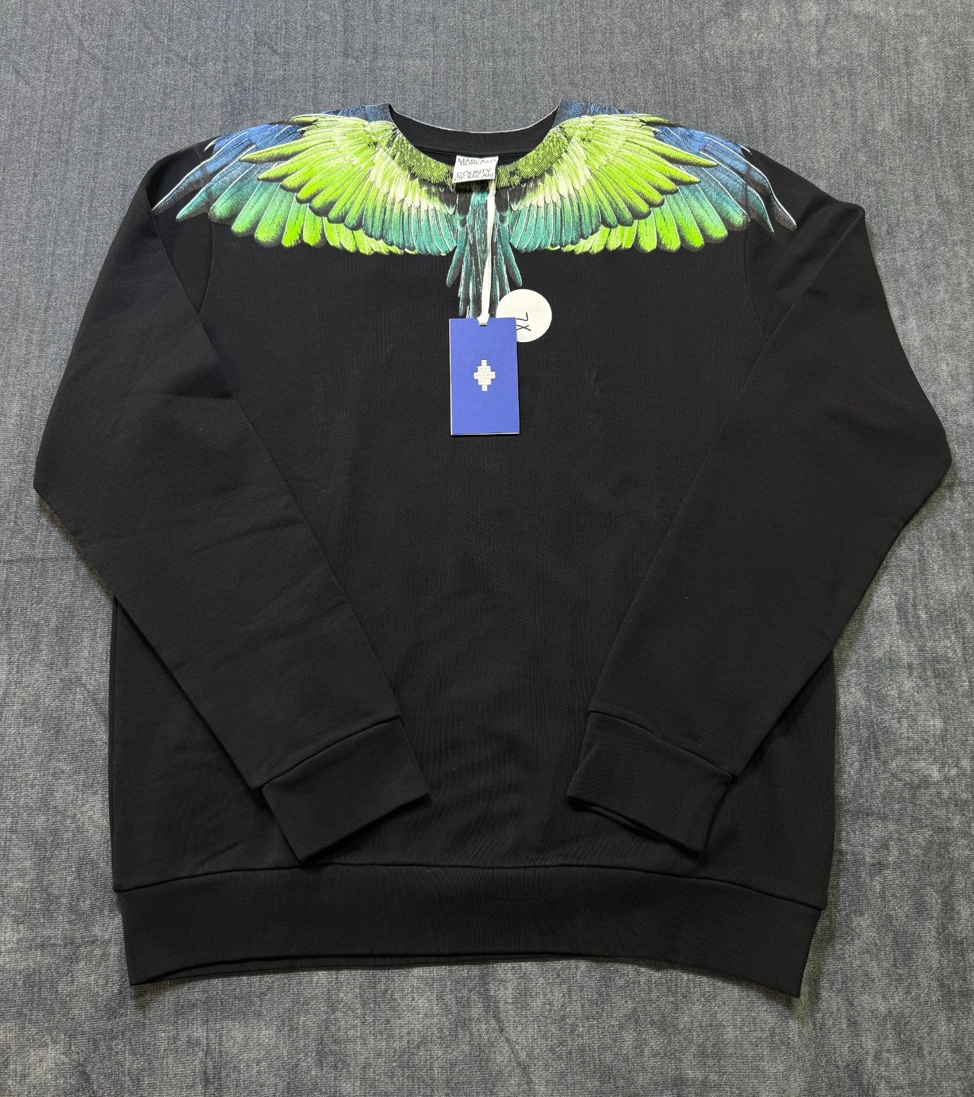 NWT Marcelo Burlon Icon Wings Sweatshirt Men's XL Black Regular Fit Crewneck