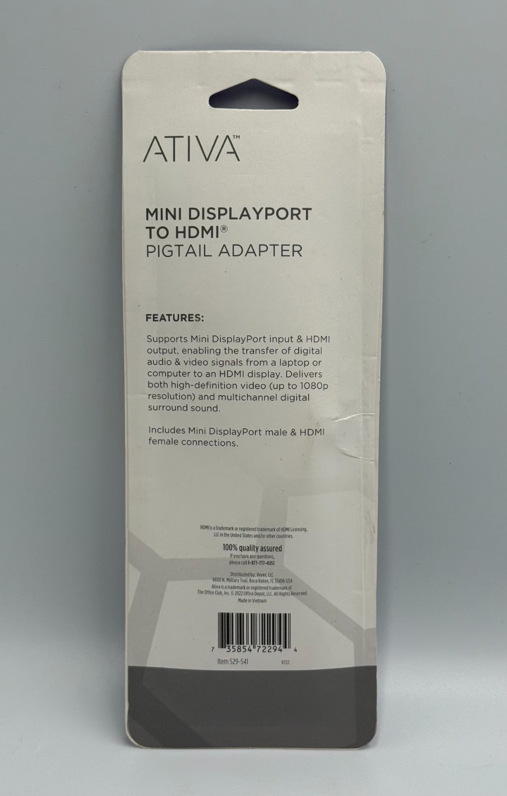 Ativa Mini DisplayPort to HDMI Adapter Mac Windows Laptop to TV Monitor Cable