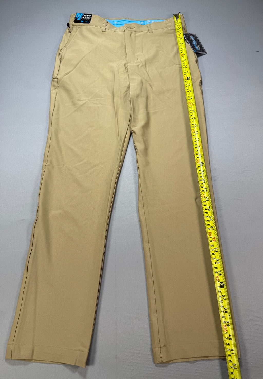 NWT Birdie Bound Golf Pants Men's 32X32 Beige Flat Front Lightweight Performance