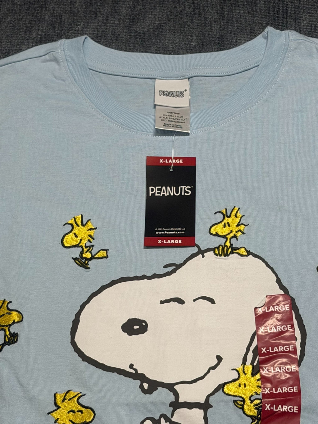 Peanuts Character Soft Short Sleeve Round Neck T-Shirt Women's XL Light Blue