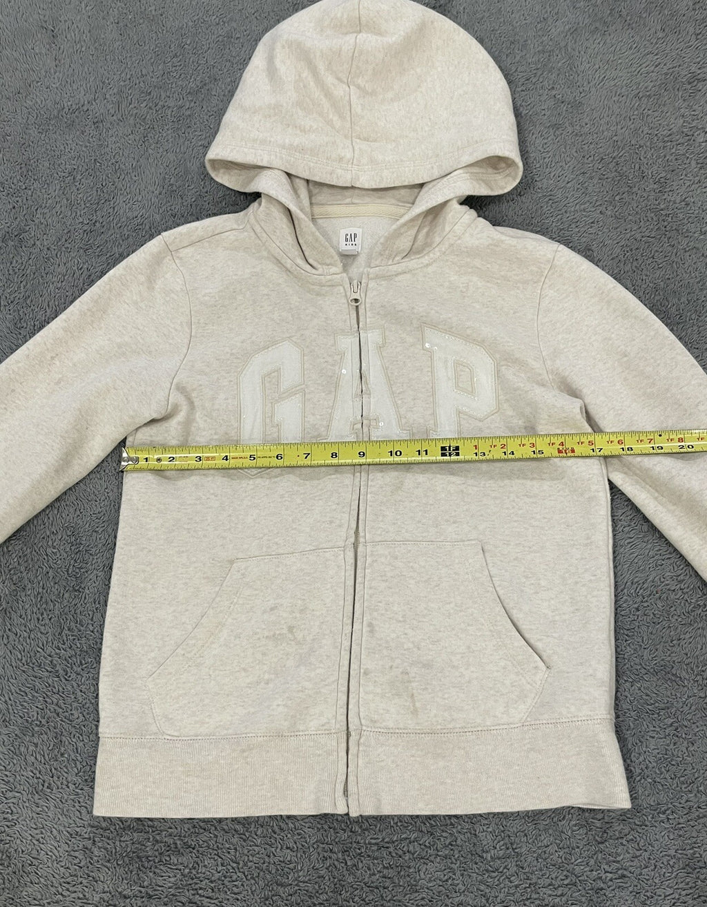 GAP Kids Girls Size XXL 14-16 Zip Hoodie Creme with Creme Sparkle Logo