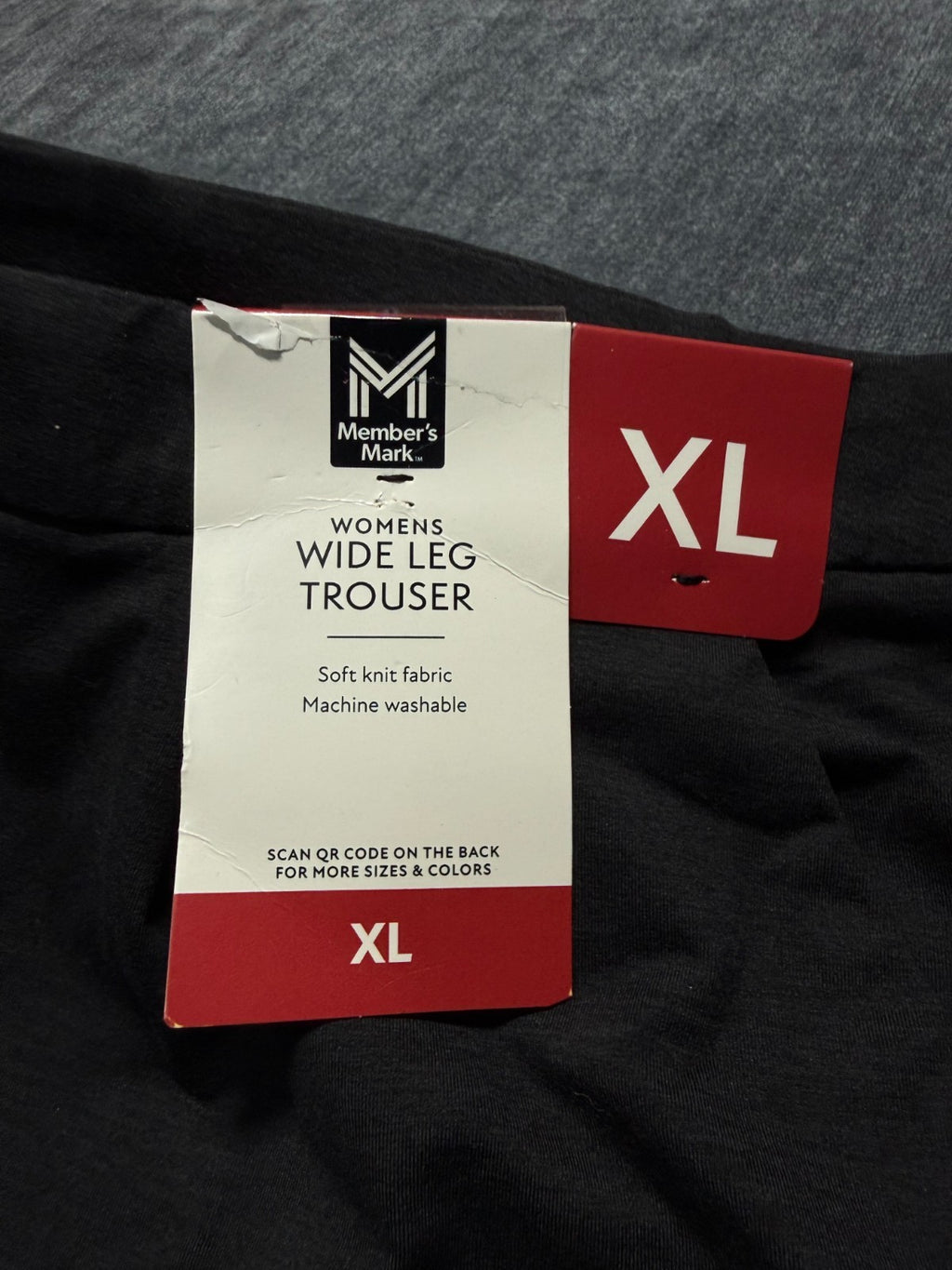 Member's Mark Wide-Leg Trouser Women's XL Black Soft-Knit Slash Pockets Hipster