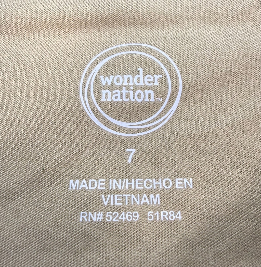 NWT Wonder Nation Adventure Graphic Tee Shirt Boys 7 Beige Short Sleeves Summer