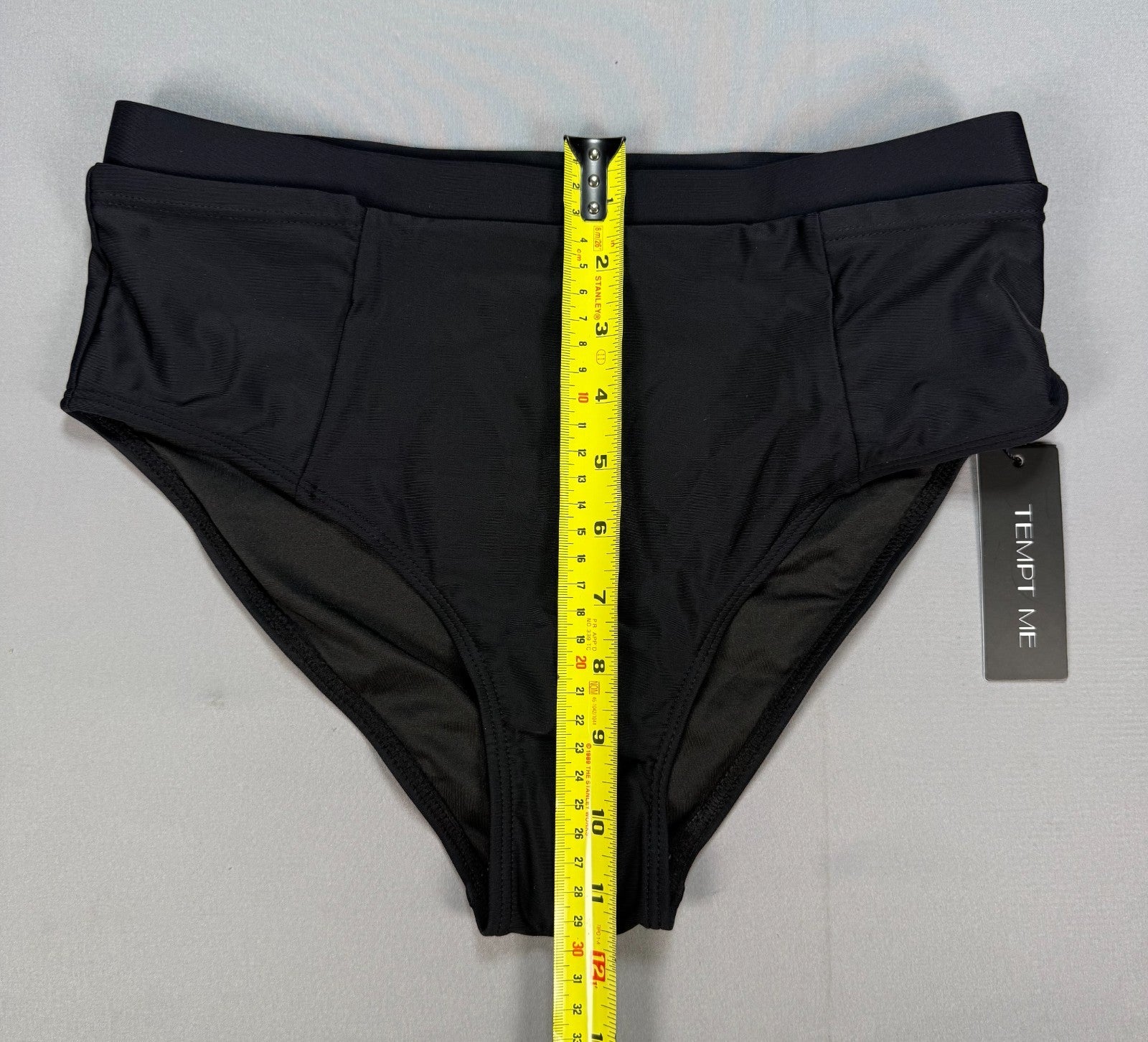 NWT Tempt Me High Waisted Bikini Bottoms Womens Small Black Tummy Control Briefs