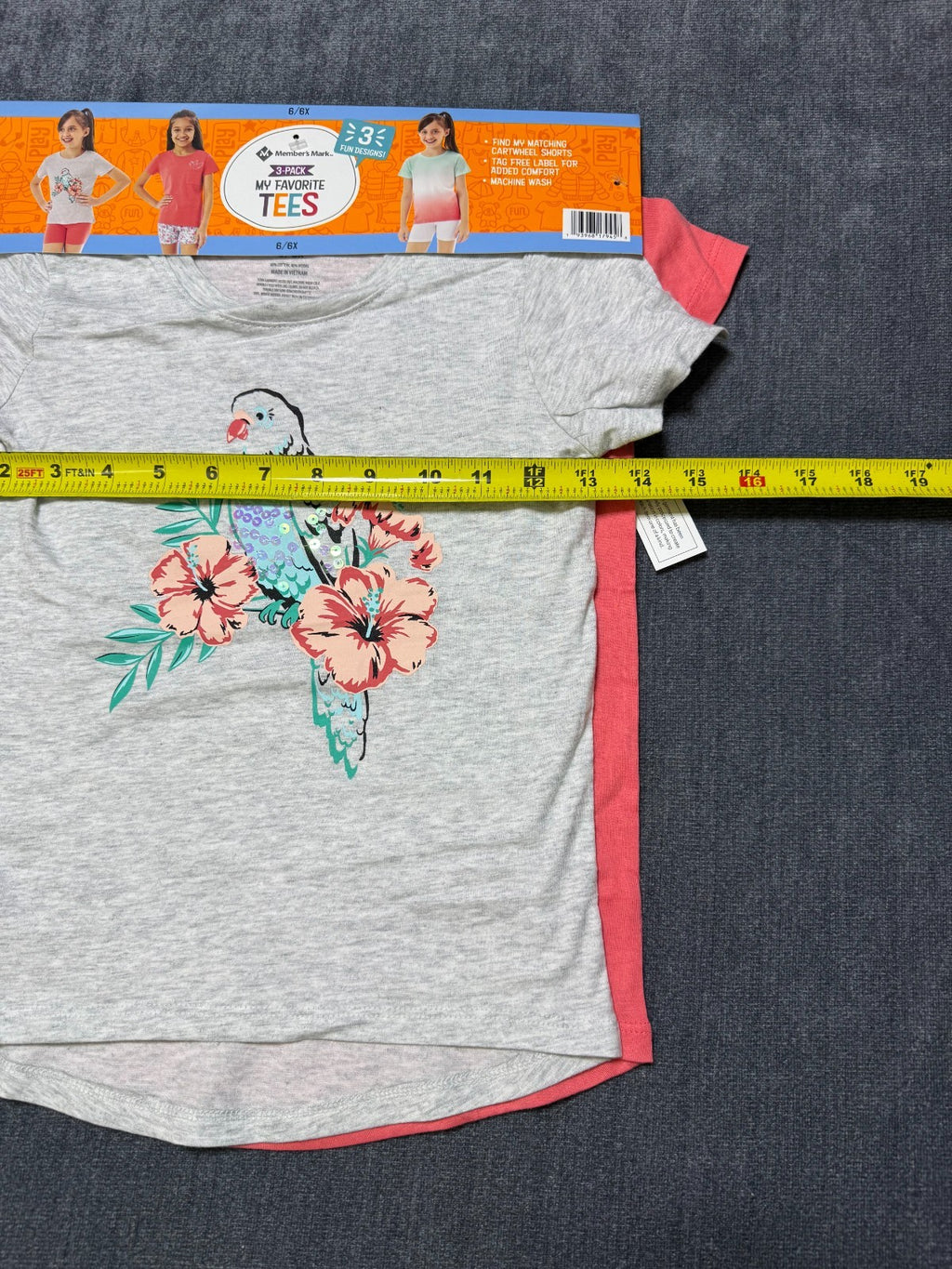 NWT Member's Mark My Favorite Active Tees Girls 6/6X Multicolor Preppy - 3-Pack