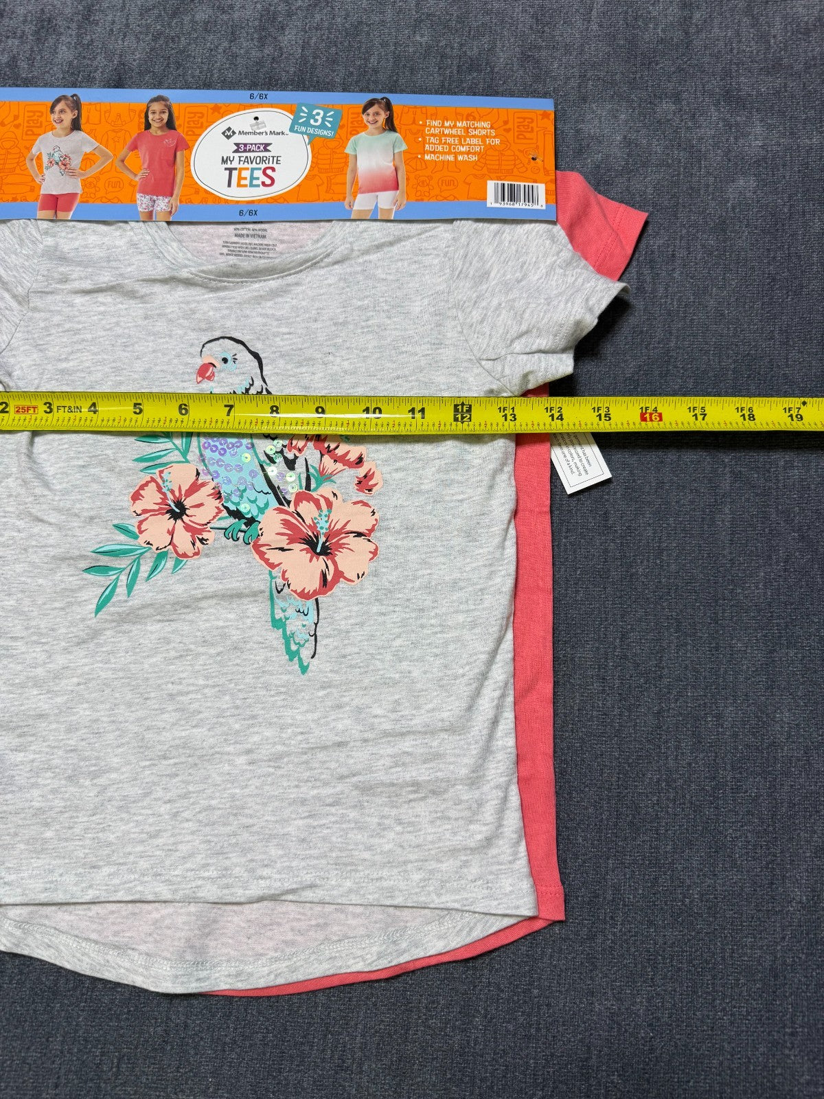 NWT Member's Mark My Favorite Active Tees Girls 6/6X Multicolor Preppy - 3-Pack