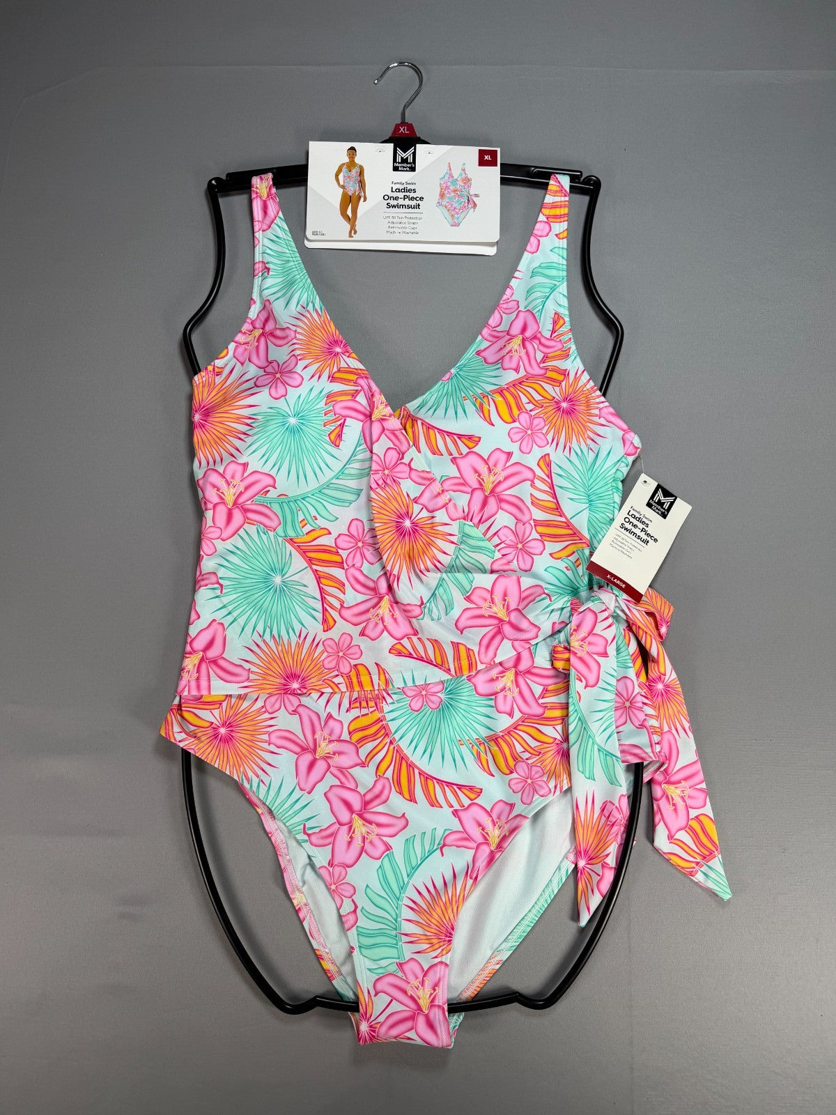 Member's Mark Adjustable Strap One-Piece Swimsuit Women's XL Multicolor Floral