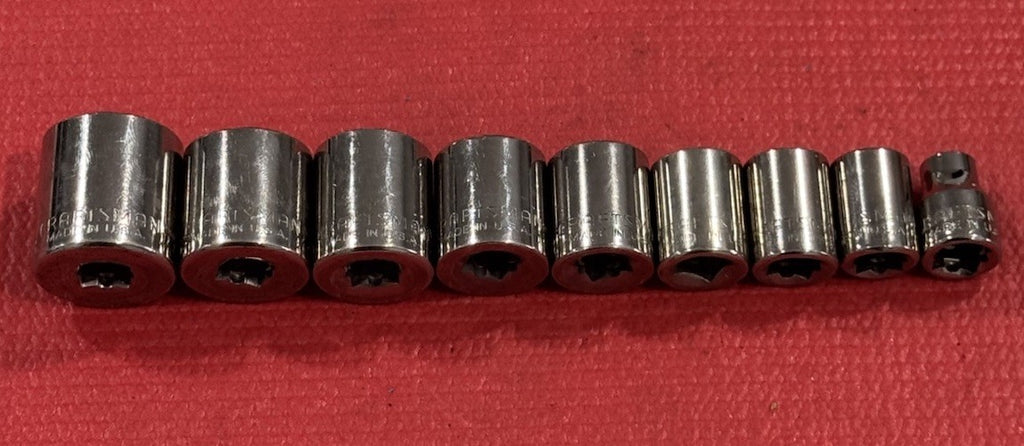 Vintage Craftsman 9pc Set 3/8" Drive 12PT SAE Shallow Socket Set Made In USA