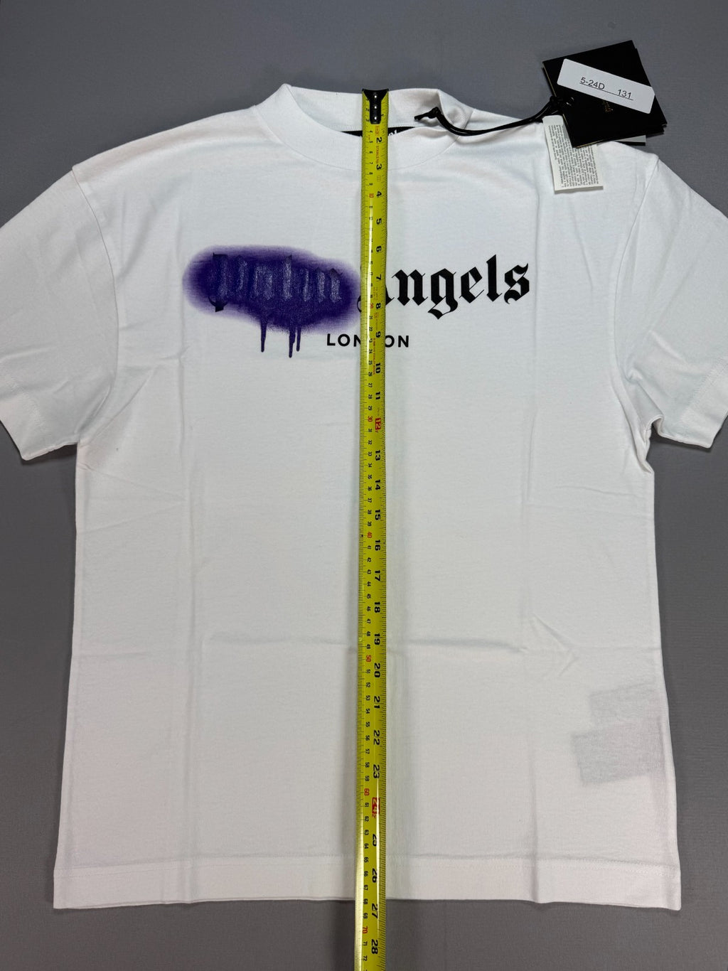 Palm Angels Sprayed London Logo Print T-Shirt Men's XS White Short Sleeve Casual