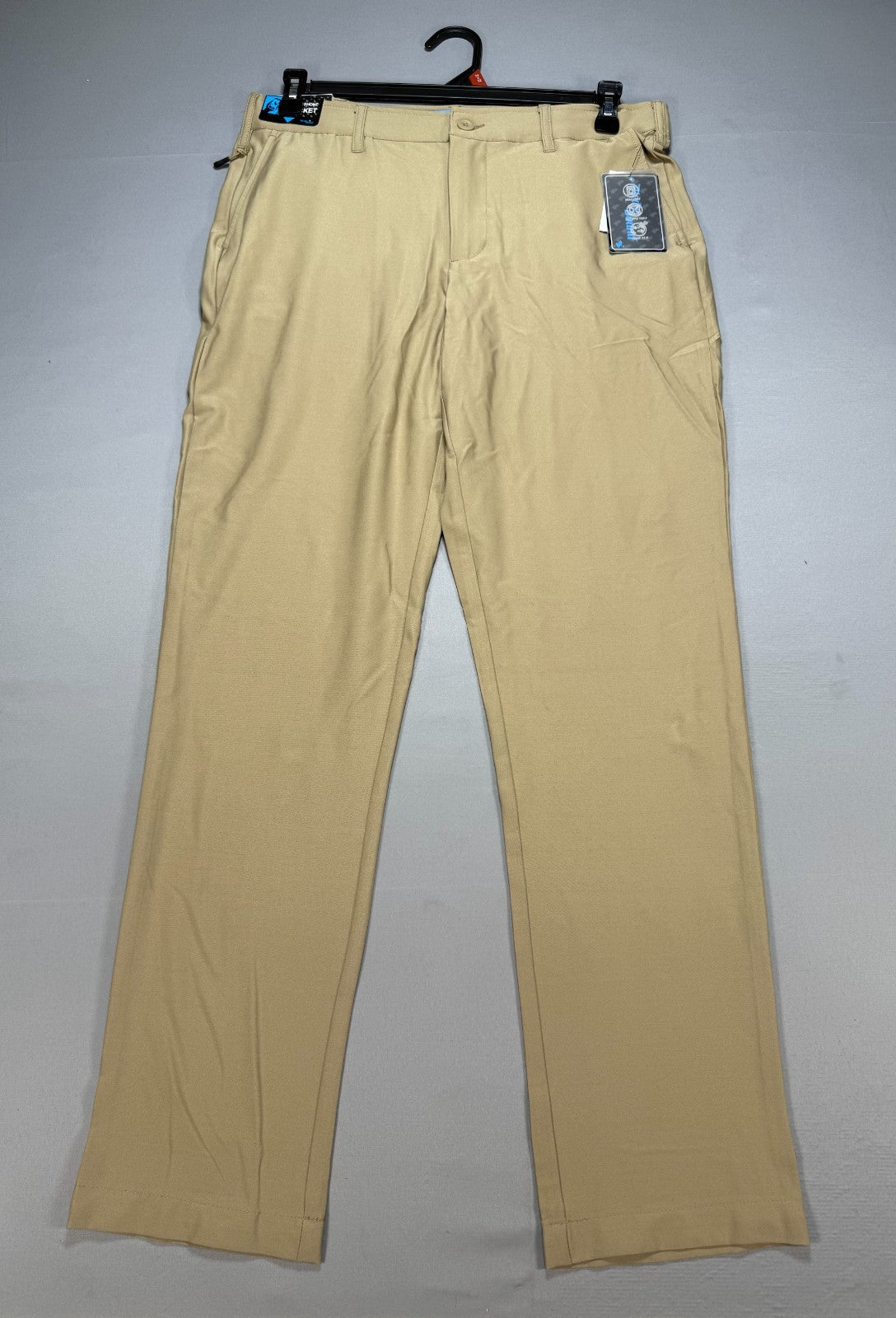 NWT Birdie Bound Straight Leg Pants Mens 34x32 Beige Flat Front Lightweight Golf