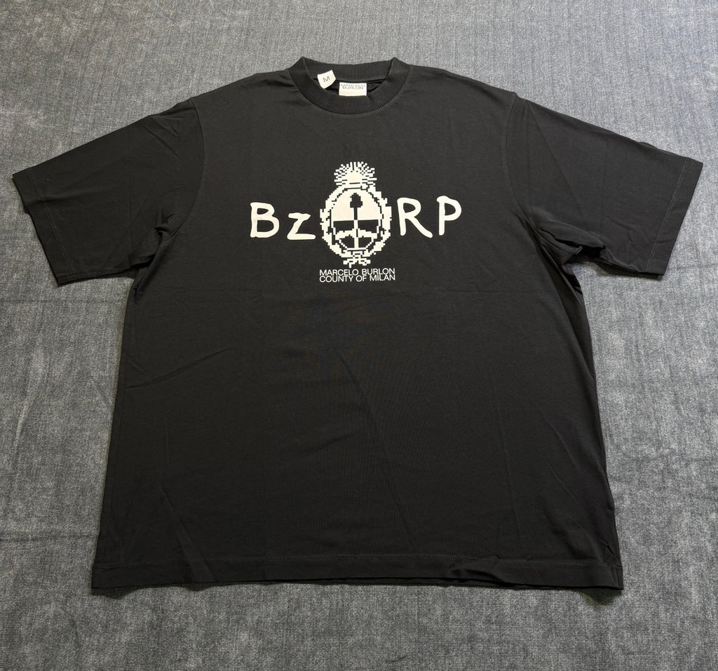 Marcelo Burlon County of Milan BZRP T-Shirt Men's Medium Black Short Sleeve