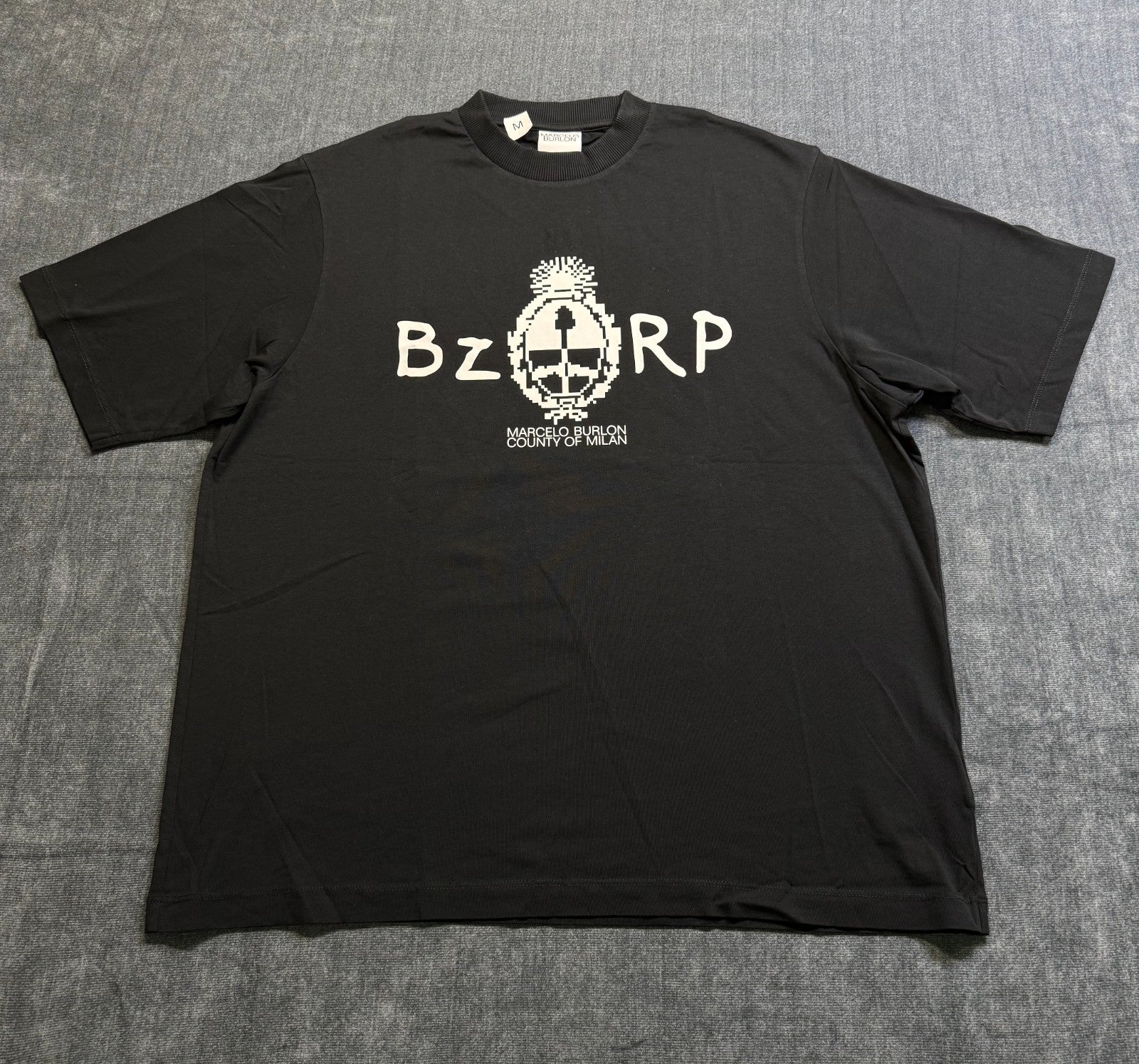 Marcelo Burlon County of Milan BZRP T-Shirt Men's Medium Black Short Sleeve