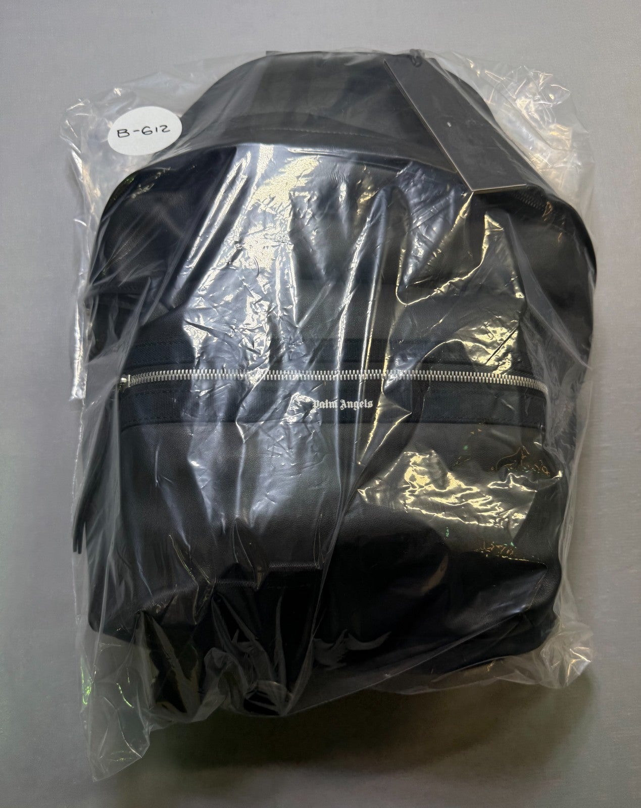 New Palm Angels Logo Backpack Unisex Black Leather Fashion Travel Outdoor Bag