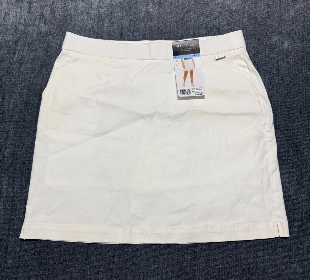 NWT Rafaella Comfort Waistband Skort Women's Large White Front Pockets Stretch