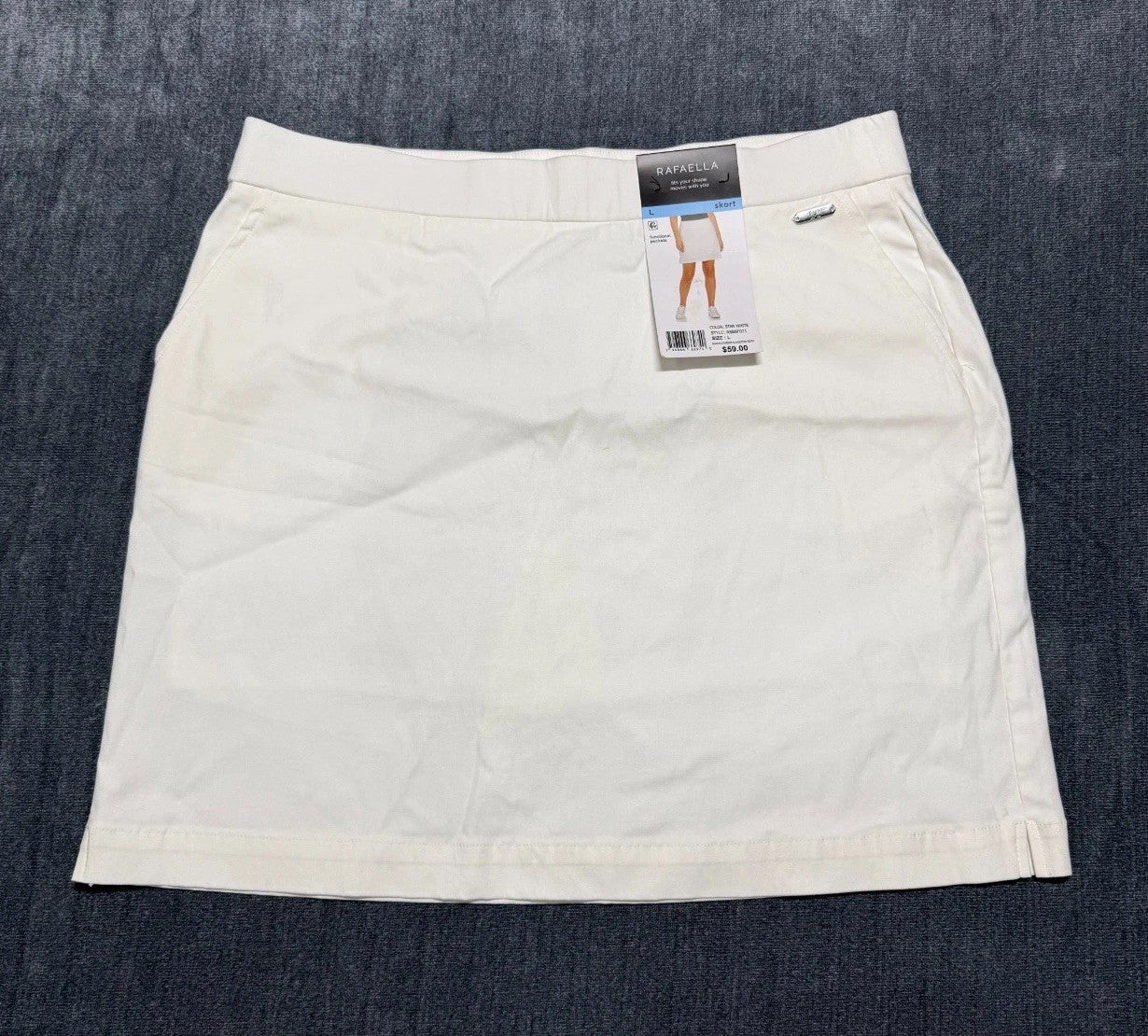 NWT Rafaella Comfort Waistband Skort Women's Large White Front Pockets Stretch