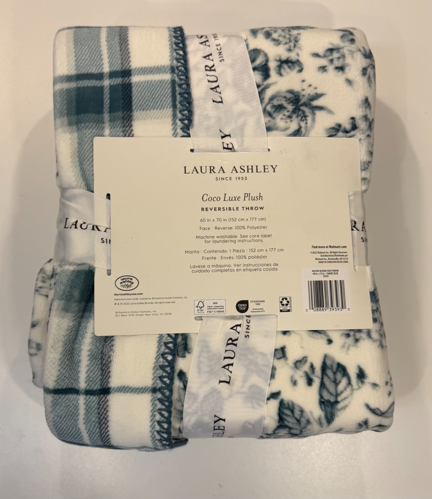 Laura Ashley Coco Luxe Plush Reversible throw blanket 60"x70" CHOOSE COLOR