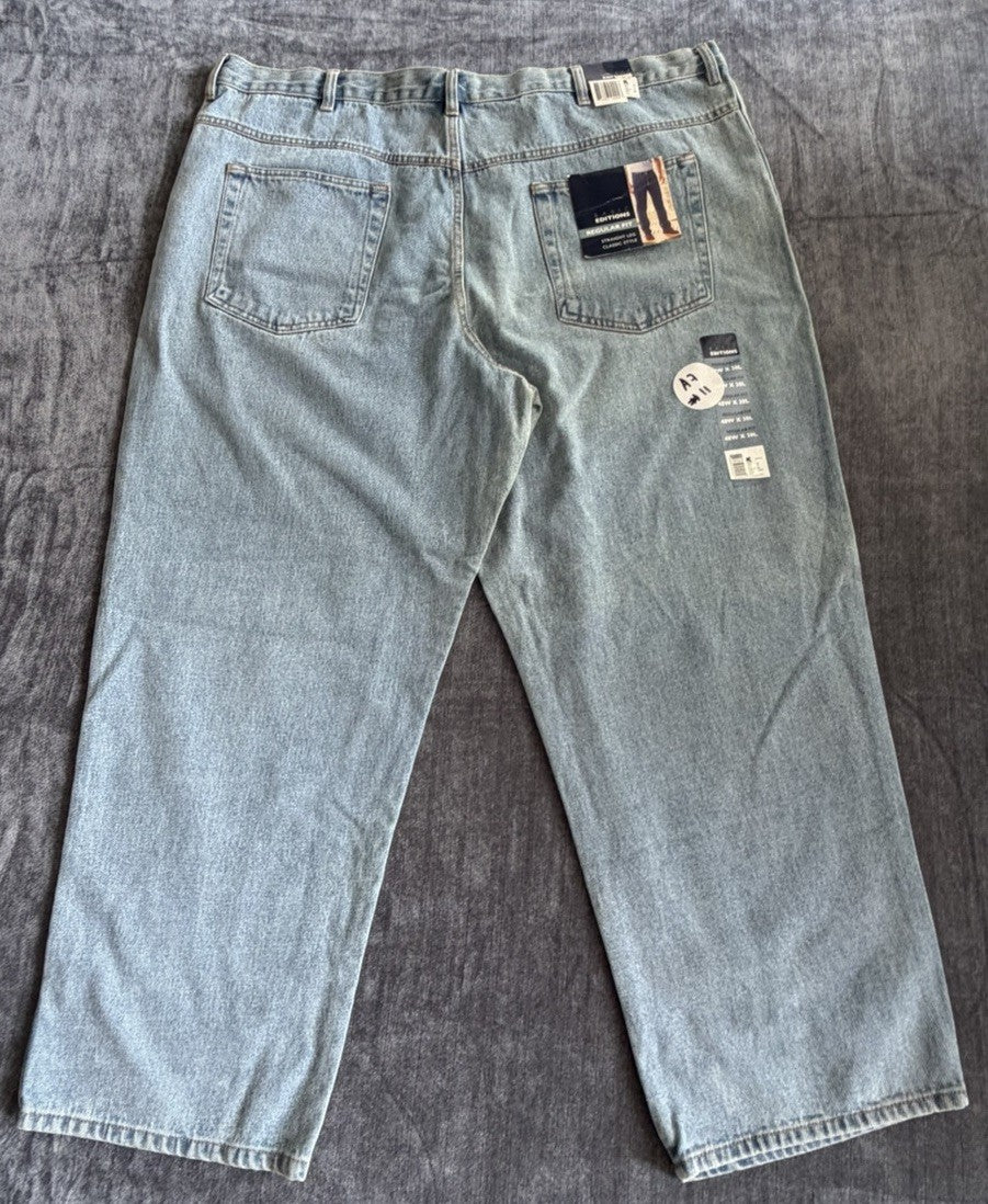 Basic Editions Regular Fit Men’s 48W X 30L Denim Blue Light Jeans NWT