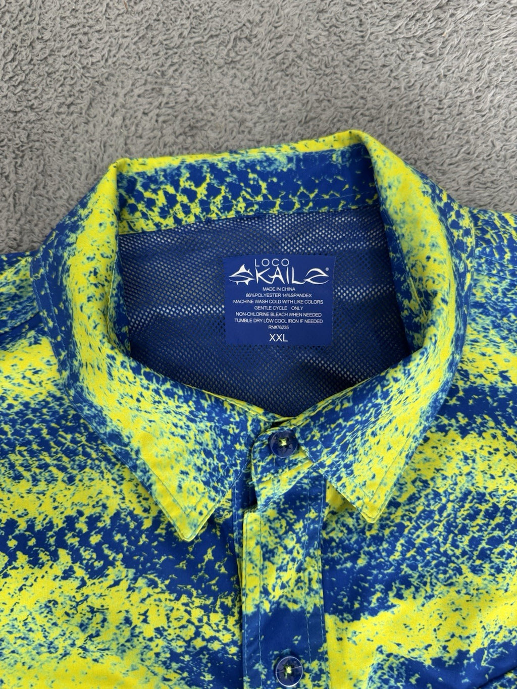 Loco Skailz Mens Blue Green Gray Print Fishing Shirt Size XXL NWT NEW