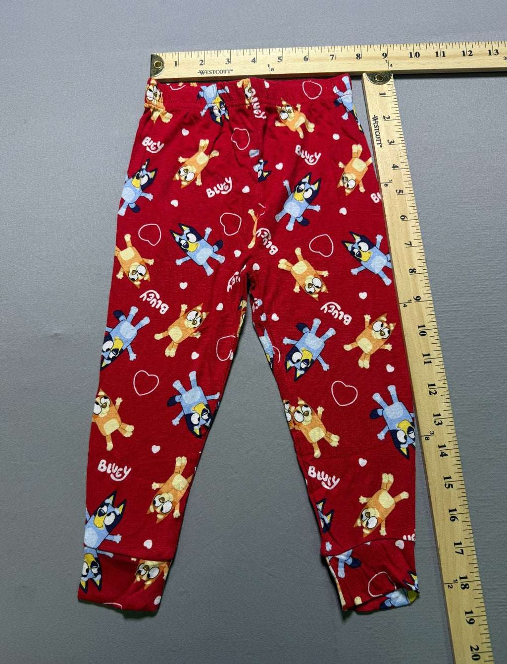 Bluey and Pretzel Character Valentines 2-Piece Pajama Set Toddlers 2T Red Comfy