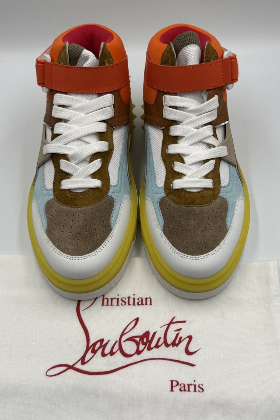 AUTHENTIC Christian Louboutin High Top Sneakers Red Sole Spikes Size 42 EU 9 US