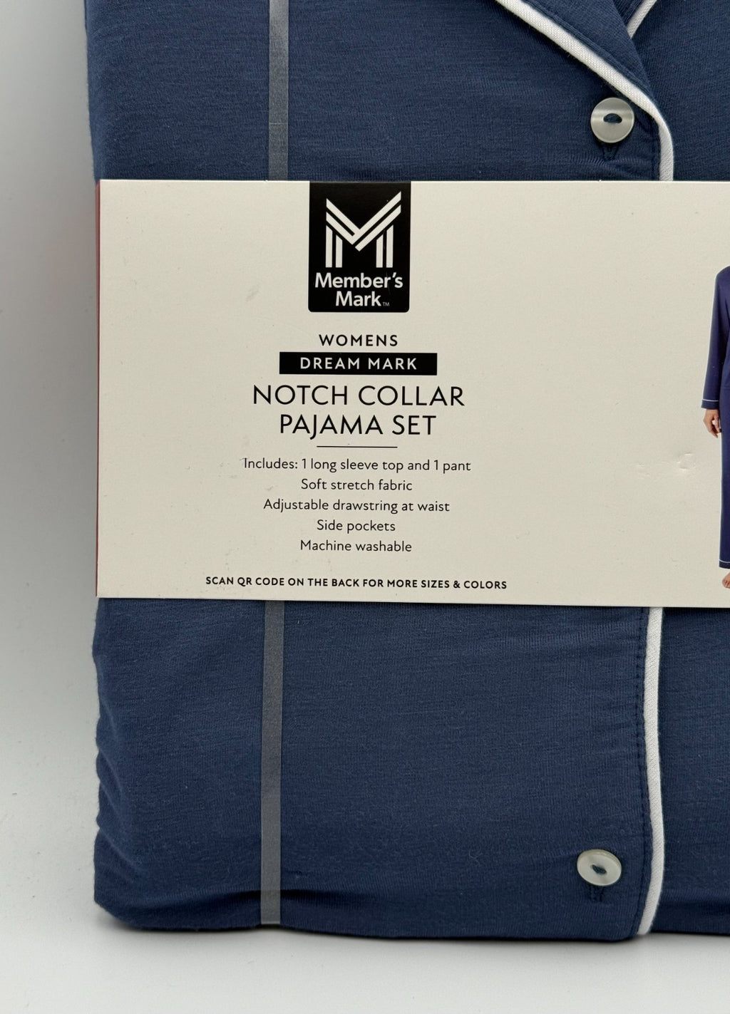 NWT Member's Mark Dream Mark Notch Collar Pajama Set Women's XL Blue 2-Piece