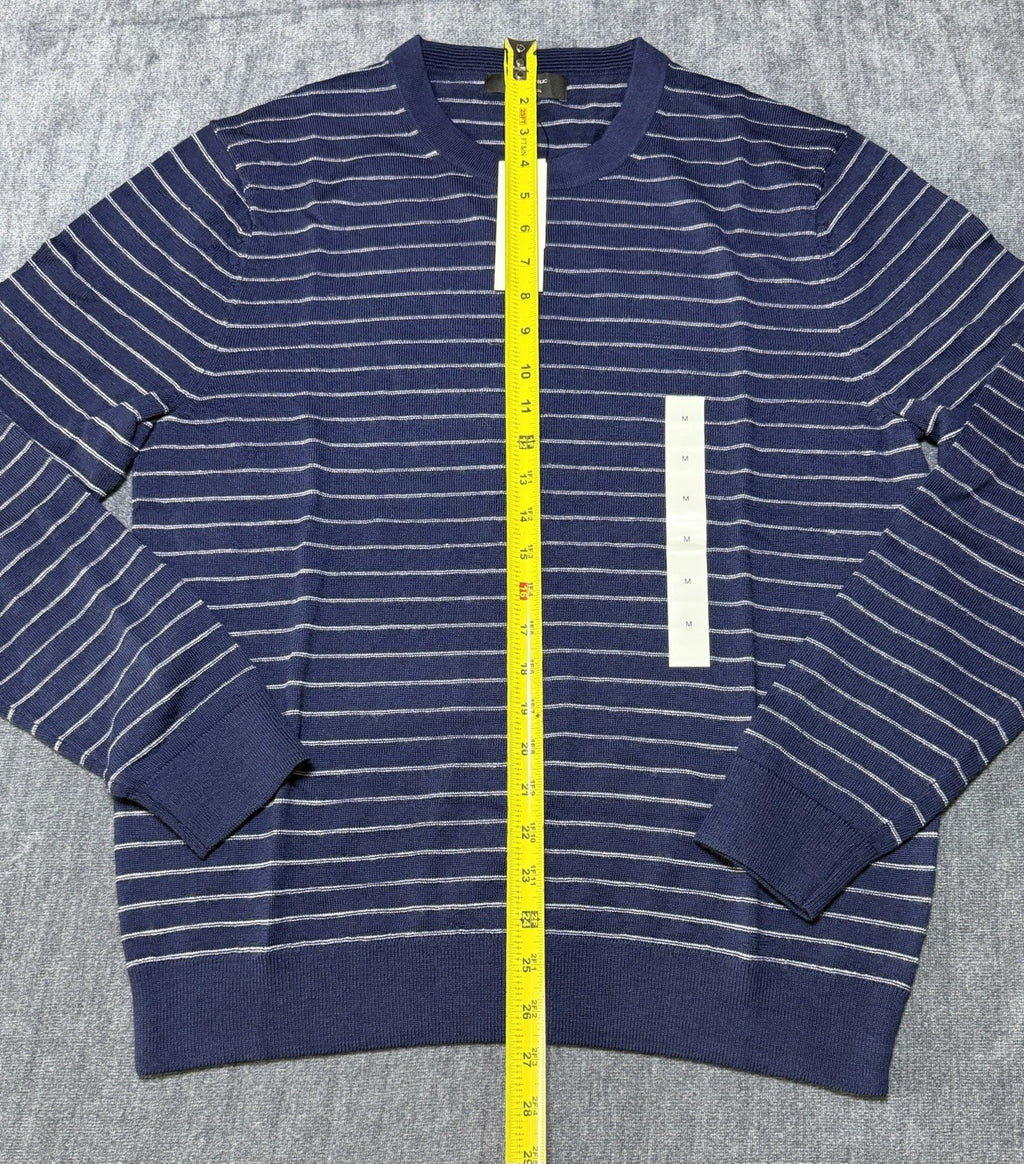 NWT Banana Republic Merino Wool Textured Striped Sweater Men's Medium Blue Knit