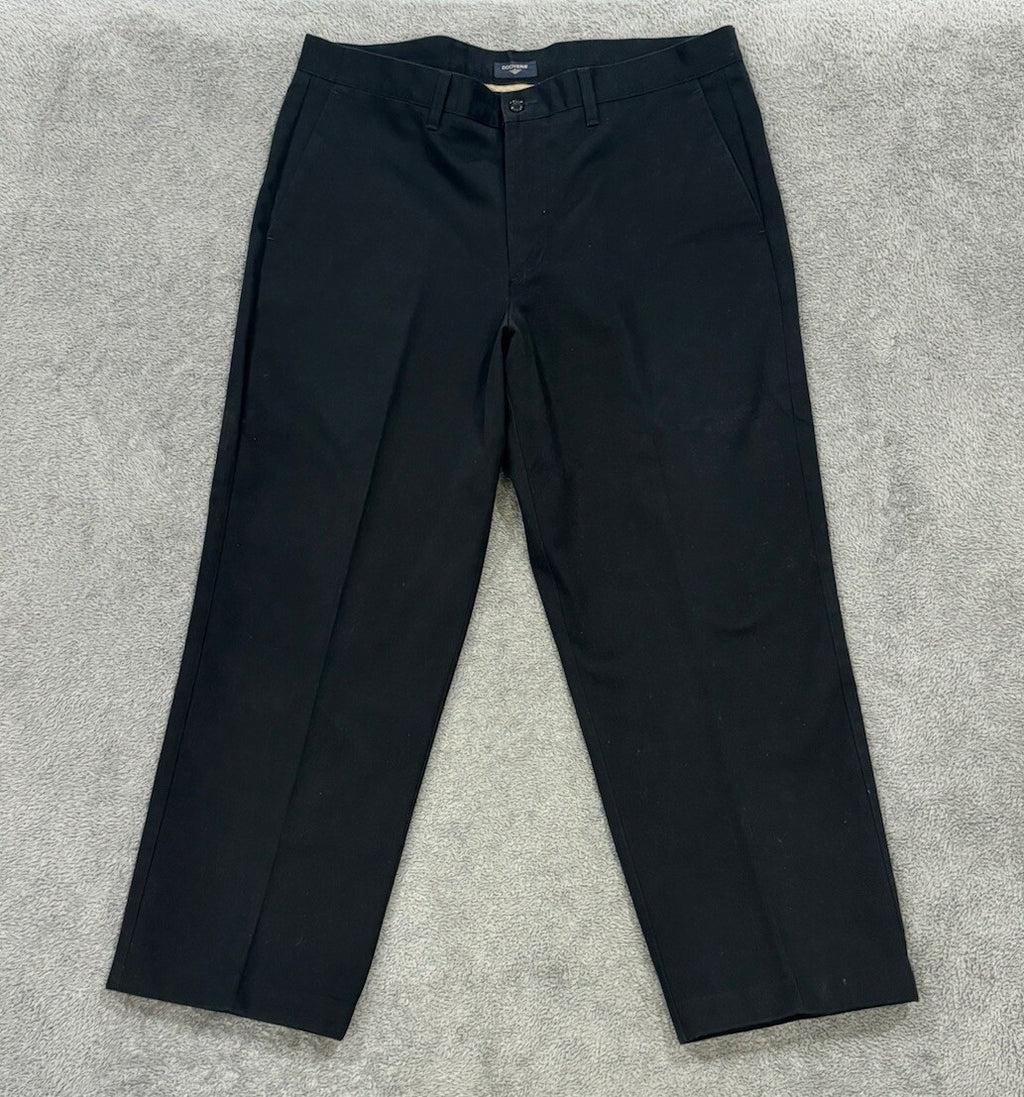 Dockers Men’s Size 38x29 Classic Fit Black Pants W/Pockets, Zipper, & Button S1