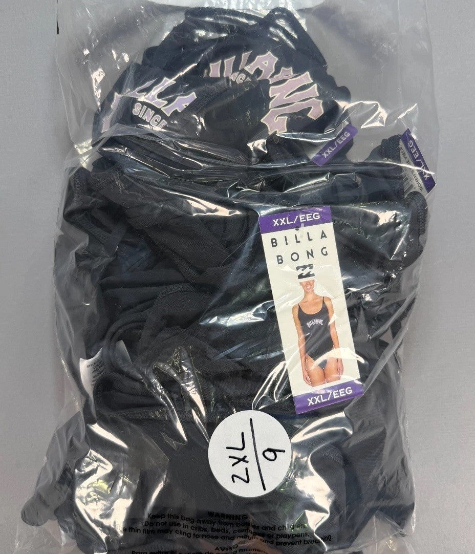 NWT Billabong One-Piece Swimsuit Women 2XL Black Sleeveless Stretch Summer Gear