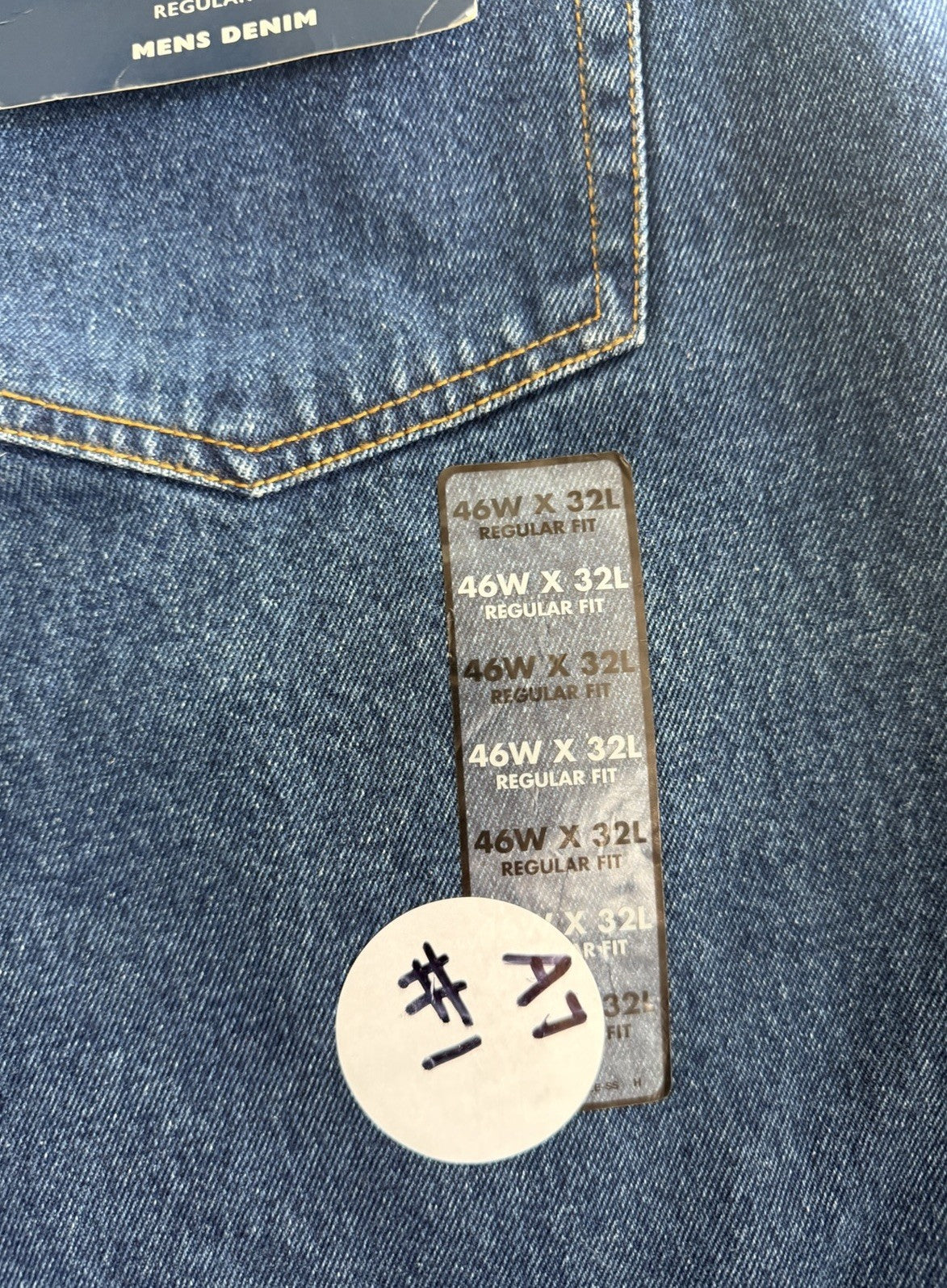 Basic Editions Regular Fit Men’s 46W X 32L Denim Blue Dark Jeans Classic NWT