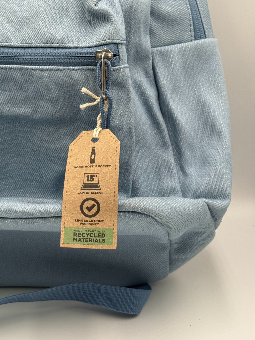 NWT JanSport Cross Town Plus Remix Light Blue Denim Backpack 15" School Bag