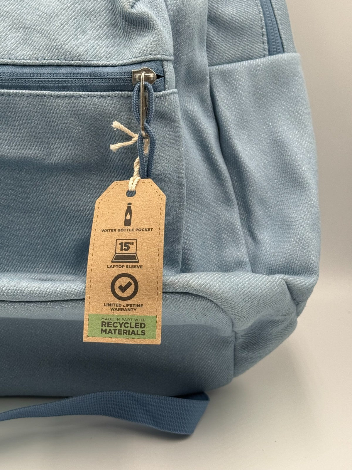 NWT JanSport Cross Town Plus Remix Light Blue Denim Backpack 15" School Bag