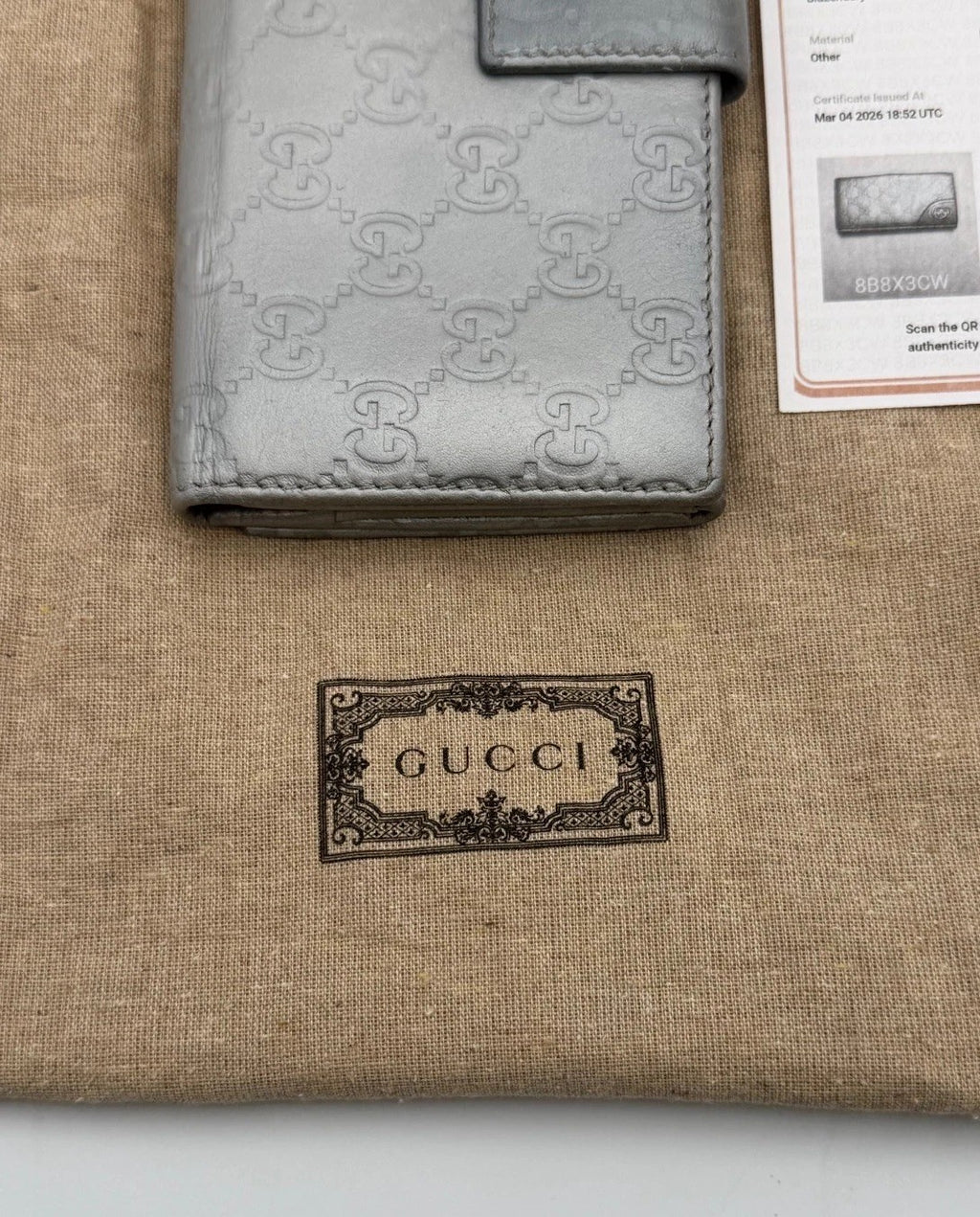 GUCCI Guccissima Leather Bifold Long Wallet Purse Women Taupe Fashion with Bag