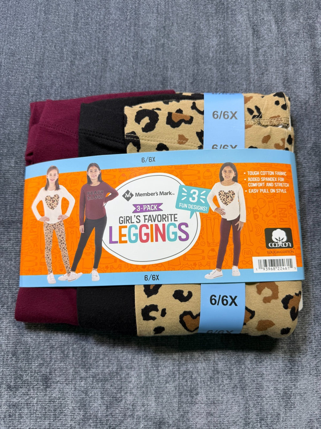 NWT Member's Mark My Favorite Leggings Girls 6/6X Multicolor Preppy - 3-Pack