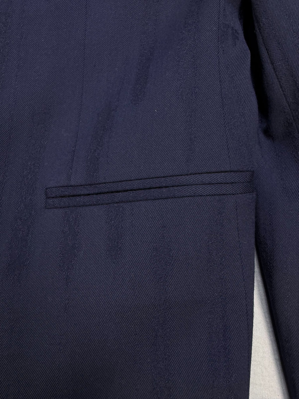 Off-white Shibori Jacquard Slim Double Breasted Jacket Men's Navy Blue 48 Casual