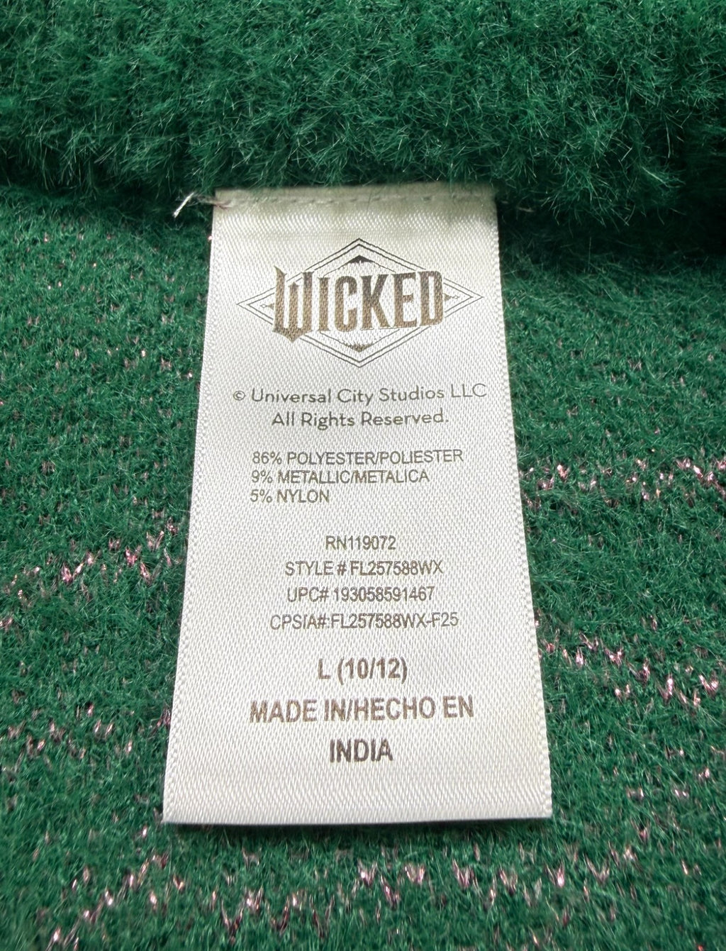 NWT Wicked Graphic Eyelash Knit Glitter Sweater Girls Large (10-12) Green Cozy