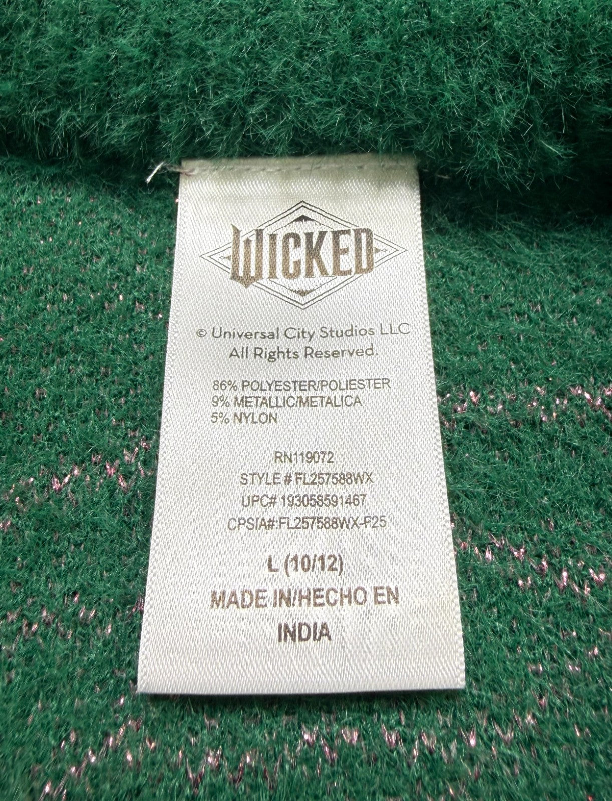 NWT Wicked Graphic Eyelash Knit Glitter Sweater Girls Large (10-12) Green Cozy