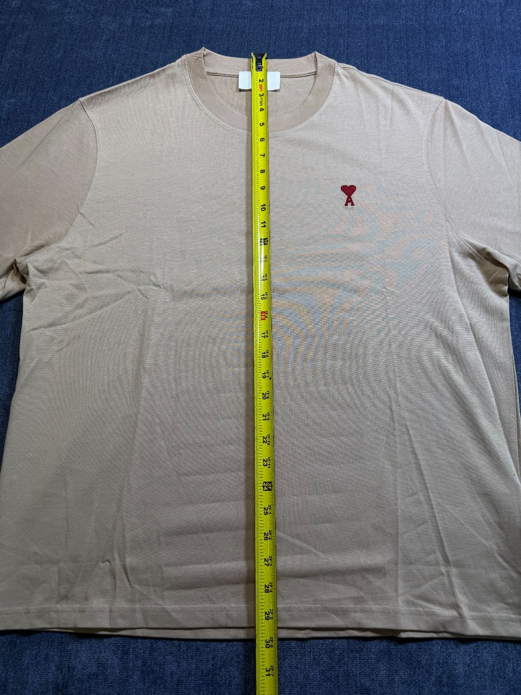 NWT AMI Paris Ami de Cœur T-Shirt Mens Large Beige Logo Embroidered Short Sleeve