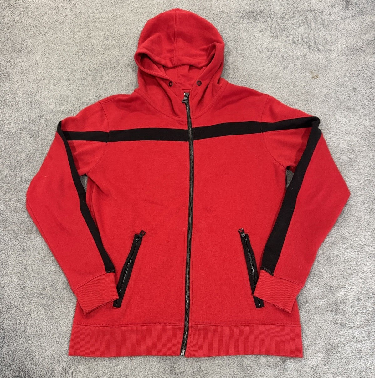 JORDAN CRAIG Hoodie Full Zip Jacket With Pockets Red & Black Mens Size L Large