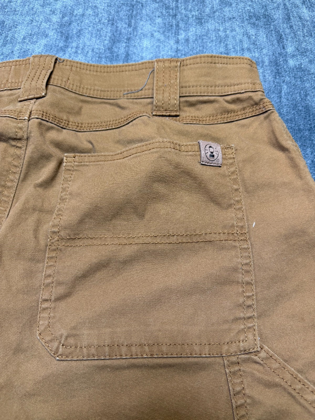 Coleman Work Pants Men's 34X32 Brown Straight Leg Cargo Pockets Pull-On Casual