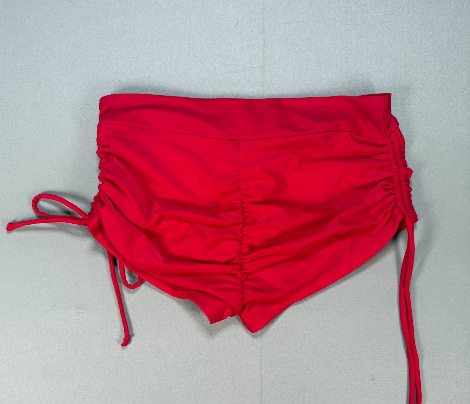 SherryDC High Waisted Swim Short Womens Large Red Adjustable Bikini Bottom