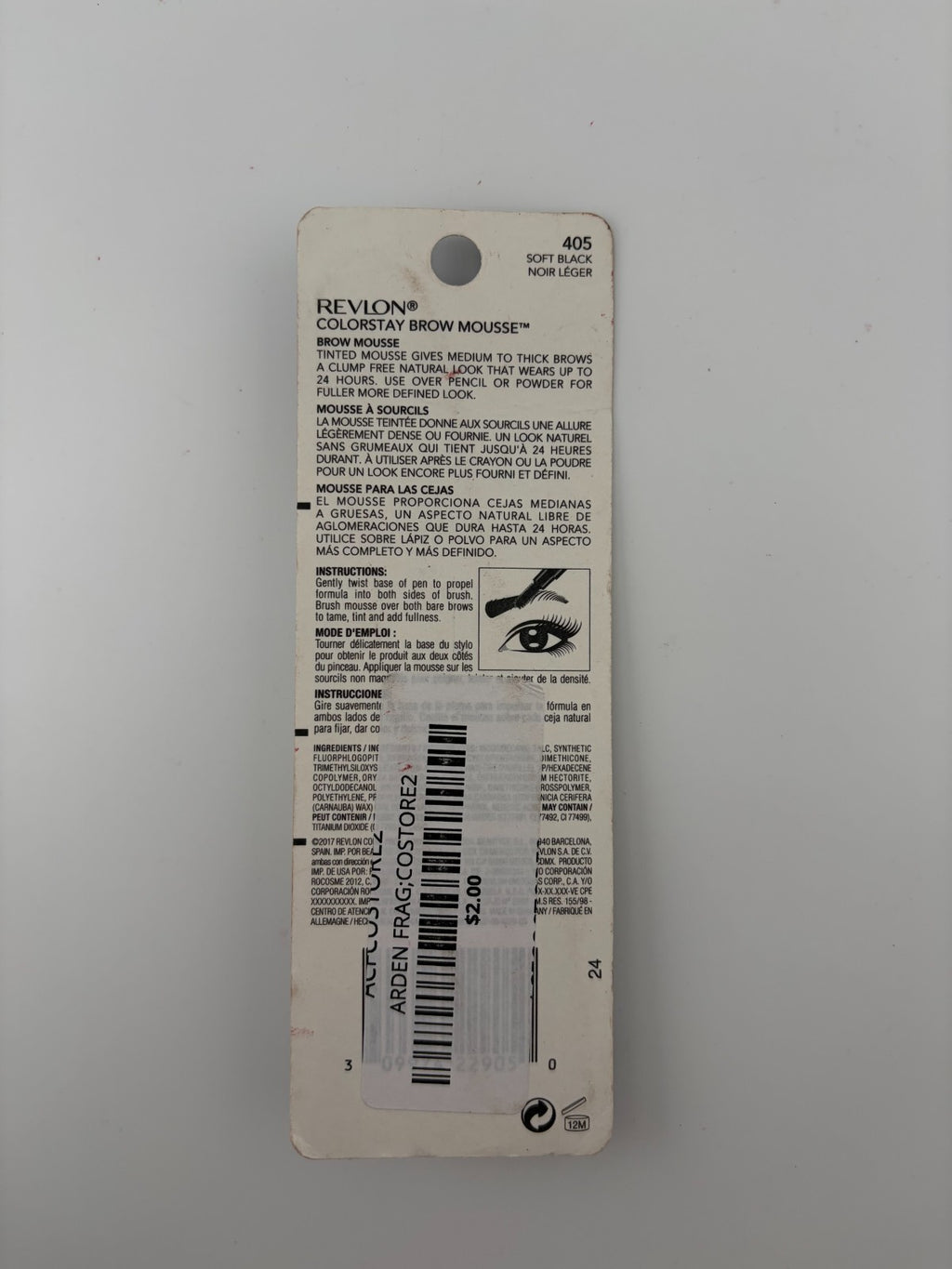 Revlon ColorStay 24-Hr Wear One Twist Brow Mousse #405 Soft Black - 0.07 fl. oz.