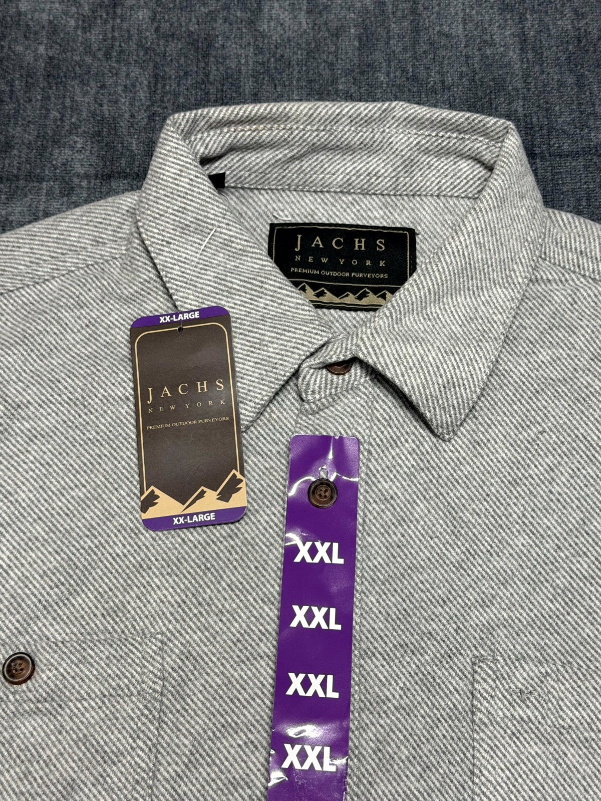 NWT Jachs New York Knit Button-Up Shirt Men's 2XL Light Gray Long-Sleeve Pockets