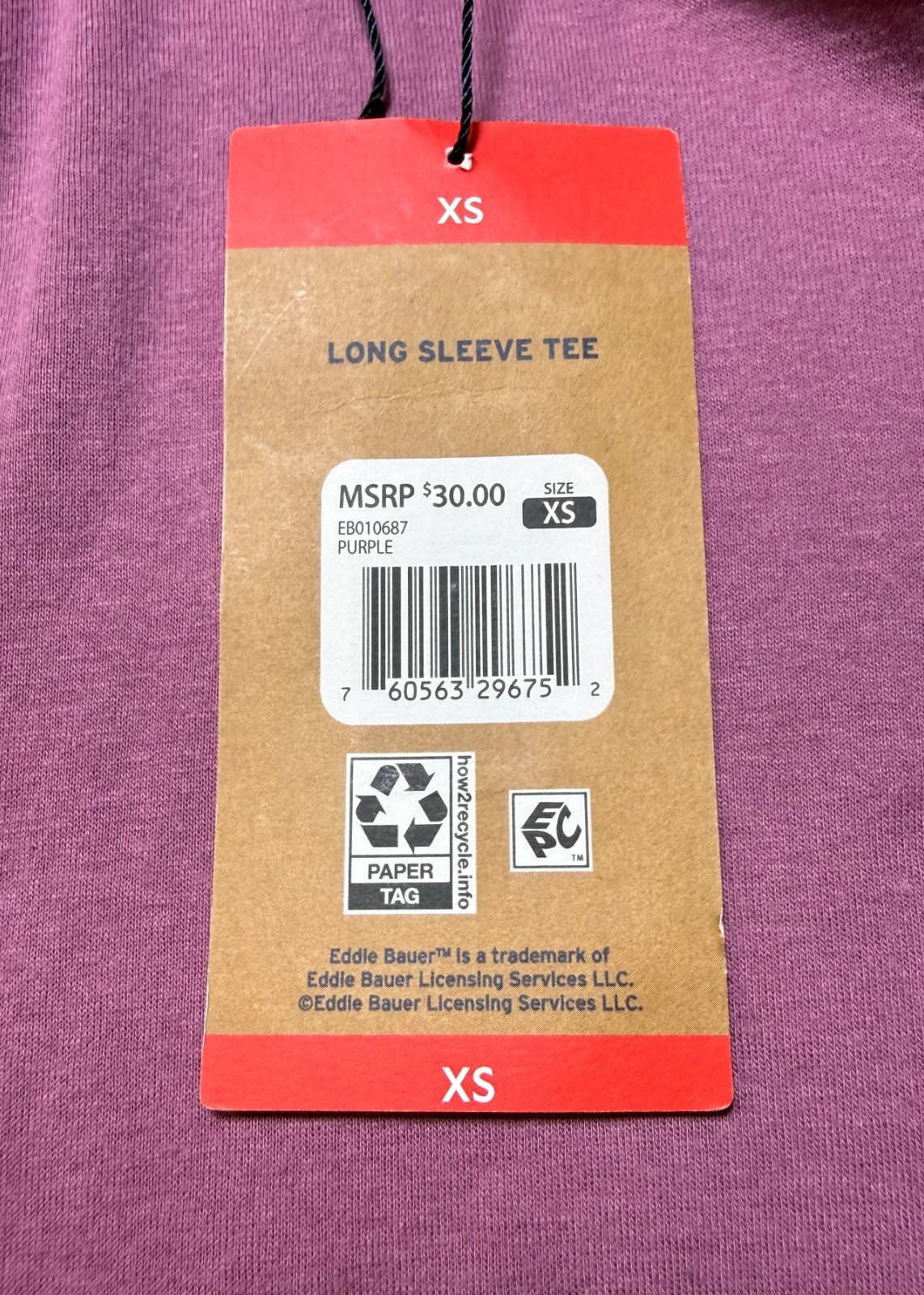 Eddie Bauer Long Sleeve Classic Cotton Blend Crewneck Tee Top Women's XS Purple