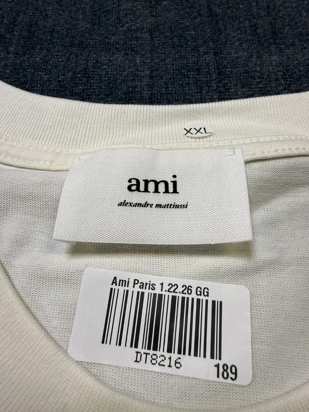 NWT Ami T-Shirt Men's 2XL White Short Sleeve Crew Neck Pullover Lightweight
