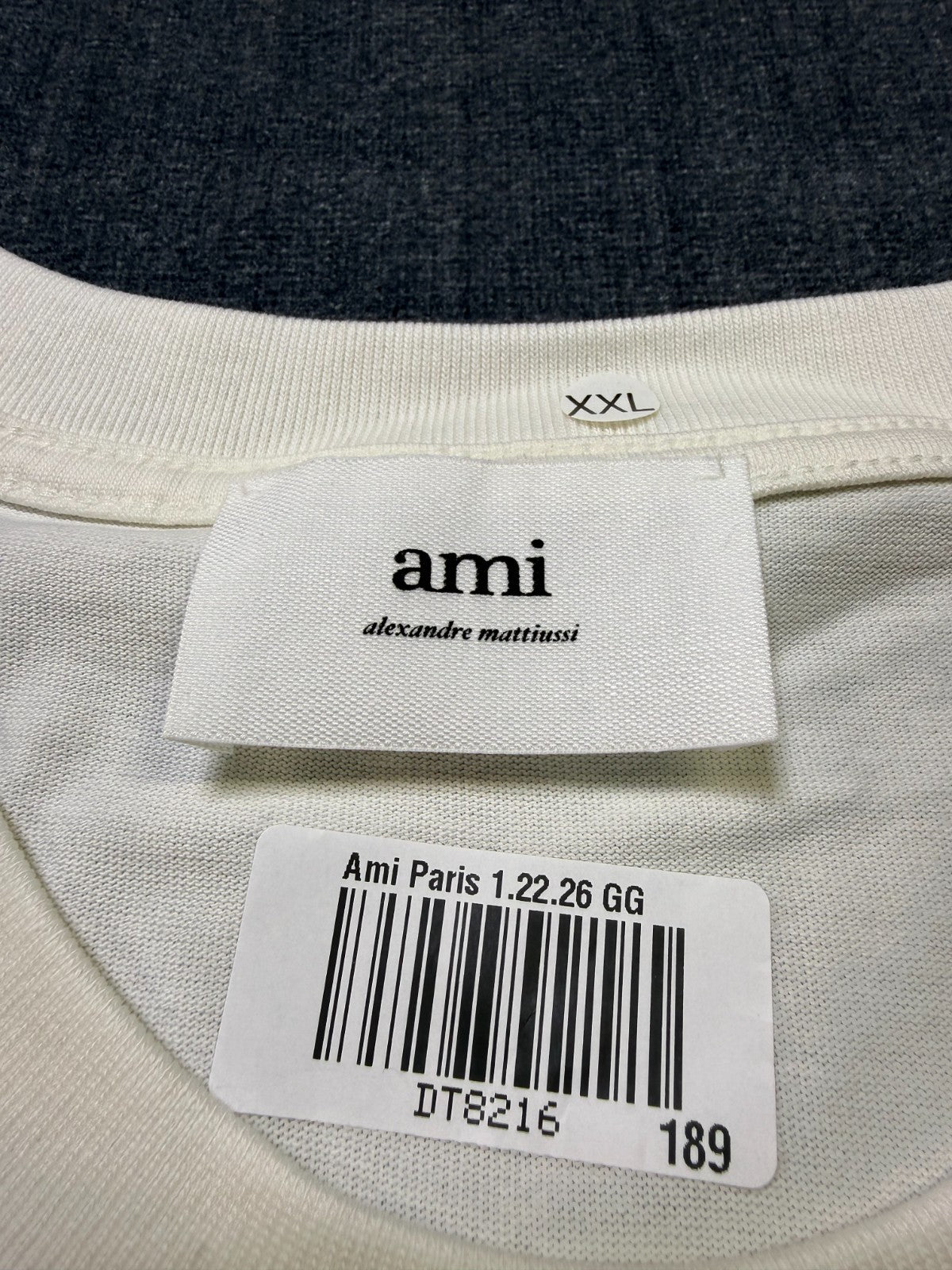 NWT Ami T-Shirt Men's 2XL White Short Sleeve Crew Neck Pullover Lightweight
