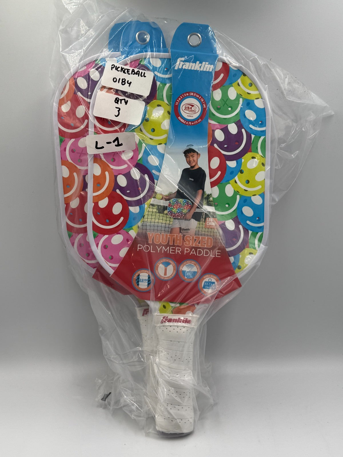 New Franklin Youth Pickleball Paddle Smiley Face Polymer Core Leo Chun Racquet