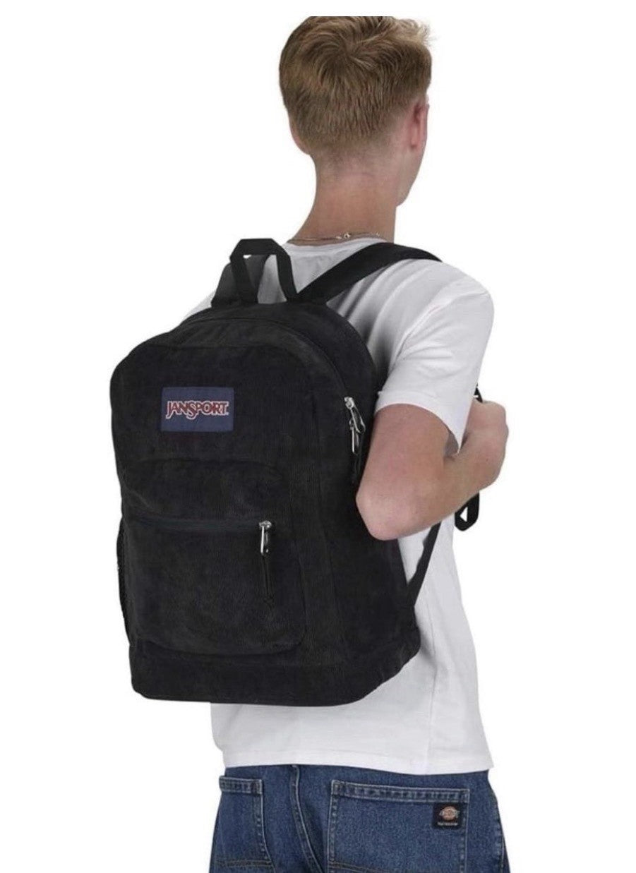 NWT JanSport Cross Town Plus Remix Black Corduroy Backpack 15" Laptop Bookbag