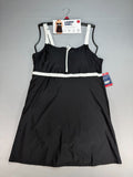 NWT Lands' End Zip Front Swim Dress Women's XL Black White Sleeveless Beach Gear