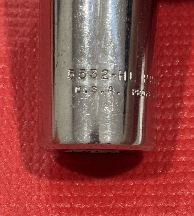 Vintage Proto Professional 5532-HL Deep Socket 1" SAE 6-Point 3/4"Drive USA