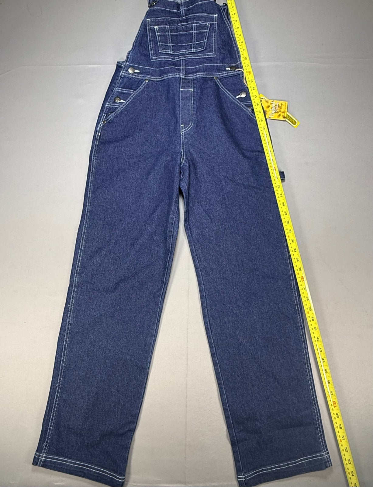 Hybrid & Company Stretch Overall Pants Women's Medium Dark Wash Pockets Preppy